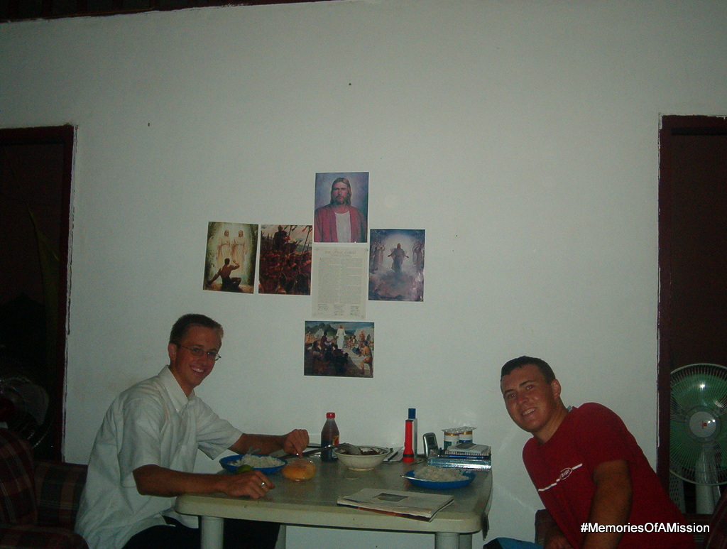 Me and Elder Cox having dinner in our apartment 